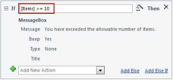 An expression used in an If block in a macro