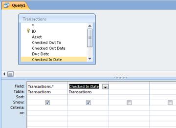 Query deisgn grid