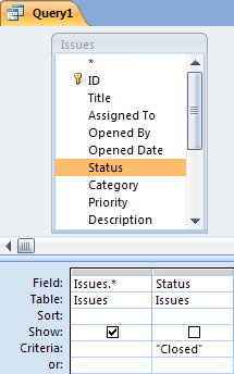 Query design grid