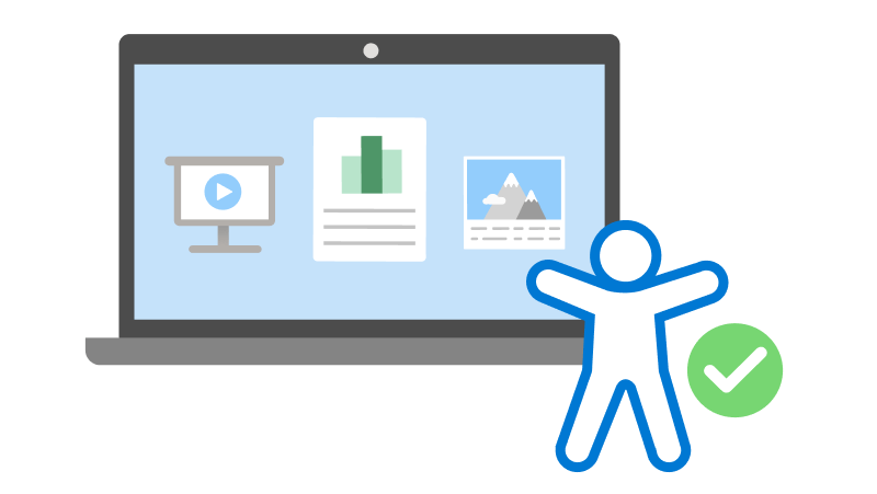 Illustration of accessible digital content on a laptop.