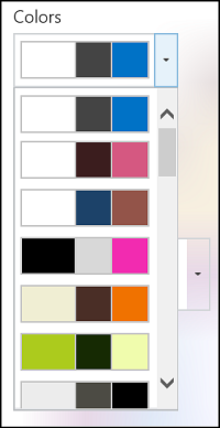 Screenshot of color choice menu on a new SharePoint site