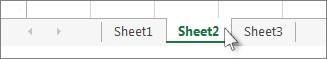 Worksheet tabs with Sheet2 selected