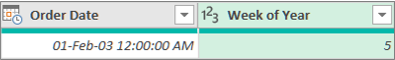 Screenshot that shows adding a column to get the week number of a date.