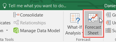 Forecast Sheet button on the Data tab