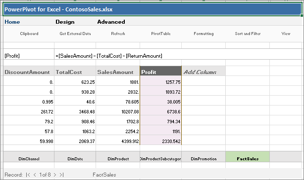 Screenshot that shows a calculated column.