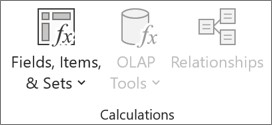 Fields, Items, and Sets menu for adding a calculated field