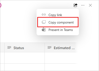 Copilot Pages share a page option of copy component.
