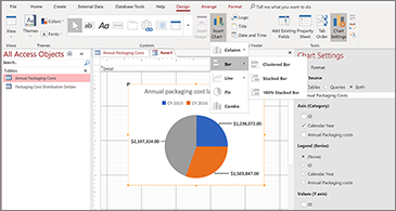 Screenshot showing the page on which you can insert charts.