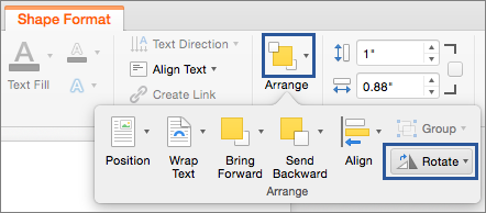Rotate button in the Arrange group