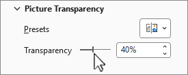 Screenshot of picture transparency options pane.