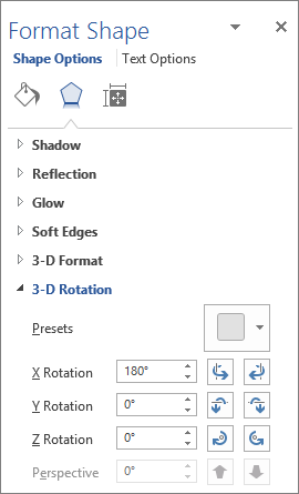 X Rotation on the Effects tab