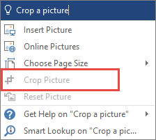 The Tell Me dialog with the requested feature dimmed out