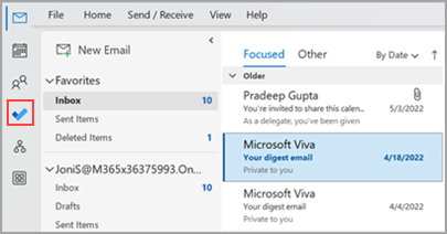 Classic Outlook navigation bar with To Do selected.