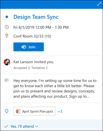 Calendar Peek for Outlook on the web.