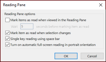 You can change the Reading Pane options.