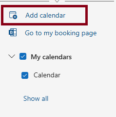 add calendar option image window from office365 webmail.