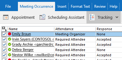 Meeting with responses to invite from all attendees