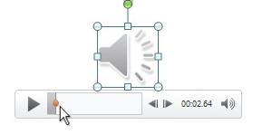 Audio playback timeline with a bookmark near the beginning