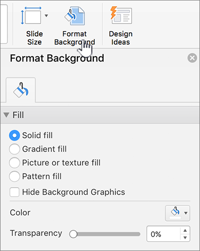 Settring the background format