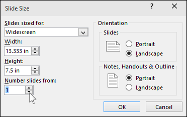shows the slide size dialog in PowerPoint