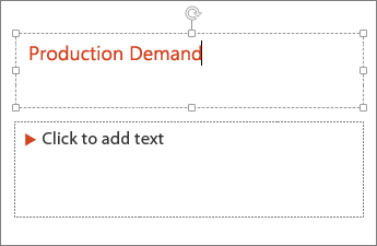 Shows adding text to a text field in PowerPoint