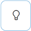 Tips button with a light bulb icon, enclosed in a blue-outlined box.