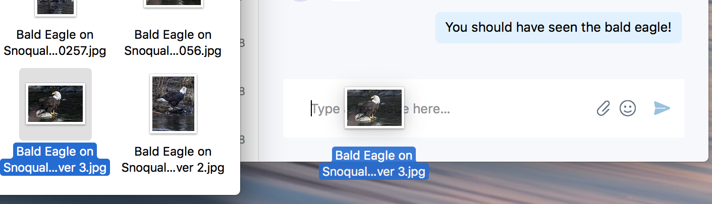 Drop and drop to send a file in chat