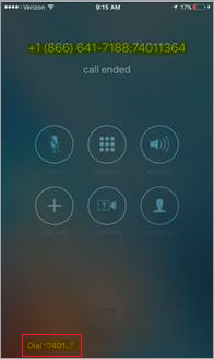 Dialpad showing conference ID prompt