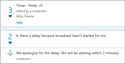 Moderator views in the Q&A panel