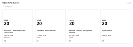 Screenshot of events web part