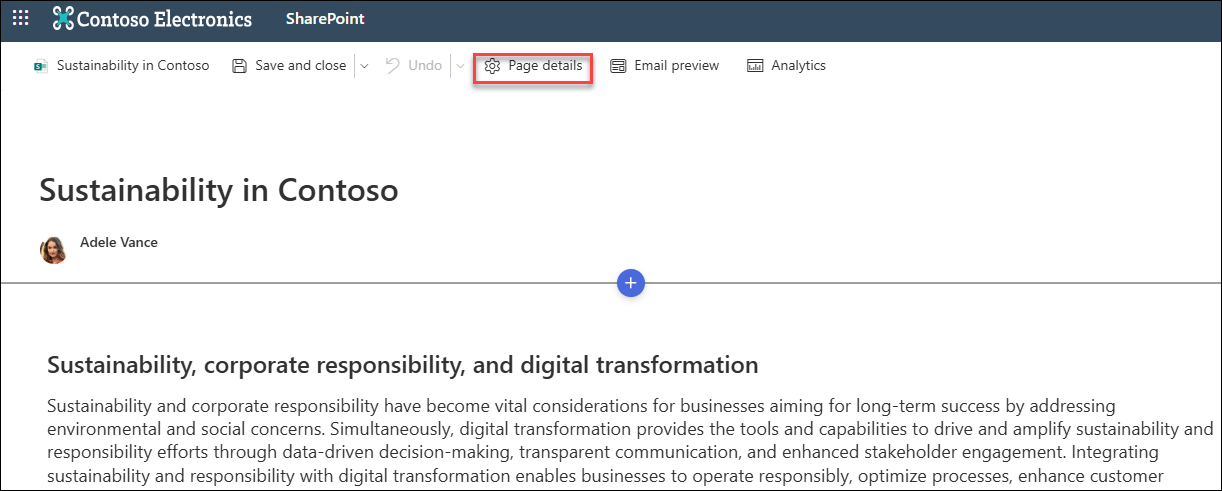 Page details button location