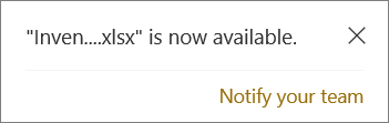 Notification popup in SharePoint to notify your team of a new file.