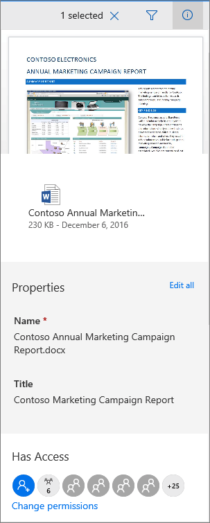 Details pane showing document metadata