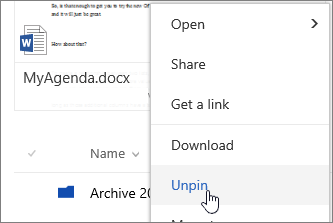 Upnpin menu item on file context menu highlighted