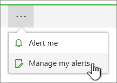 SharePoint Online Manage alerts button highlighted