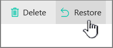 SharePoint Online Restore button highlighted