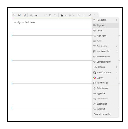 Text web part toolbar overflow menu