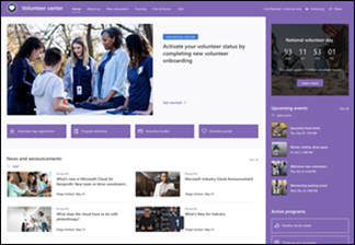 Screenshot of Volunteer center site template