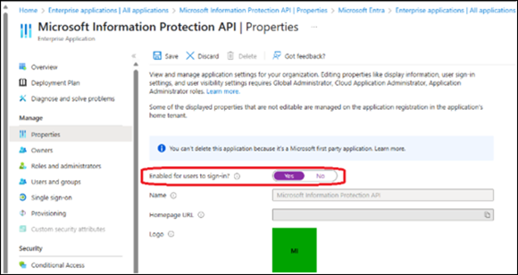 MS Information Protection enable user sign in