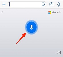 Voice Typing screen with the active microphone button