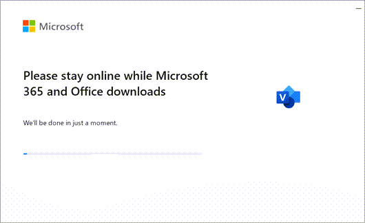 Progress of installation of Office app