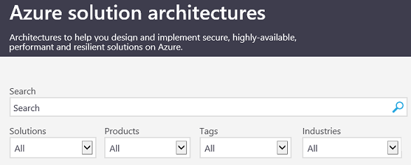 Screenshot of the Azure architecture solutions site