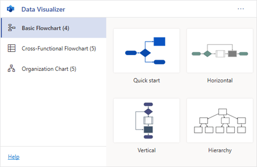 The Data Visualizer add-in has several types of diagrams to choose from.