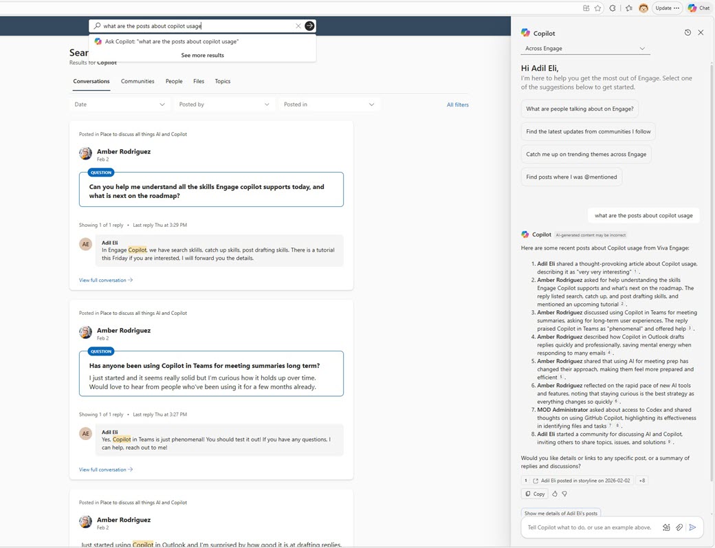 Screenshot of a full search results example, obtained from a Copilot query