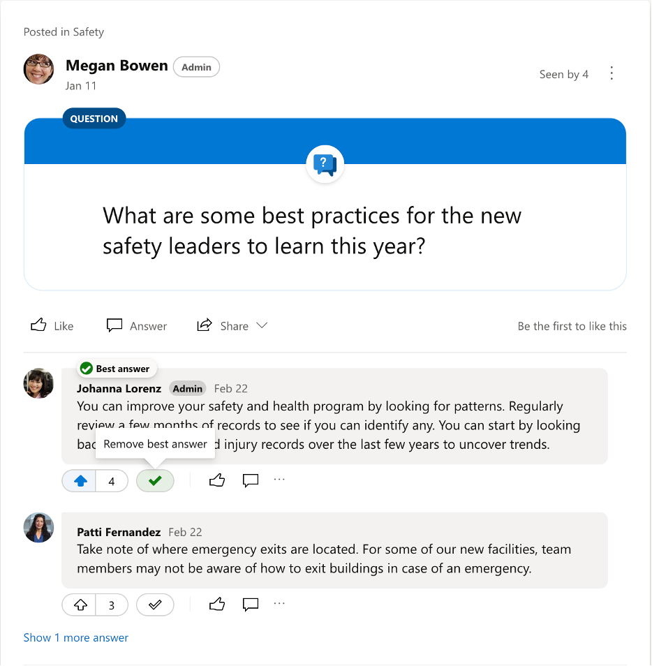 Unmarking a best answer to a Yammer question