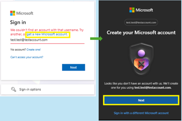 Account not registered steps