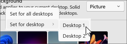 Screenshot to show background multiple desktop choices.