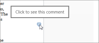 Comment indicator beside text in a Word document
